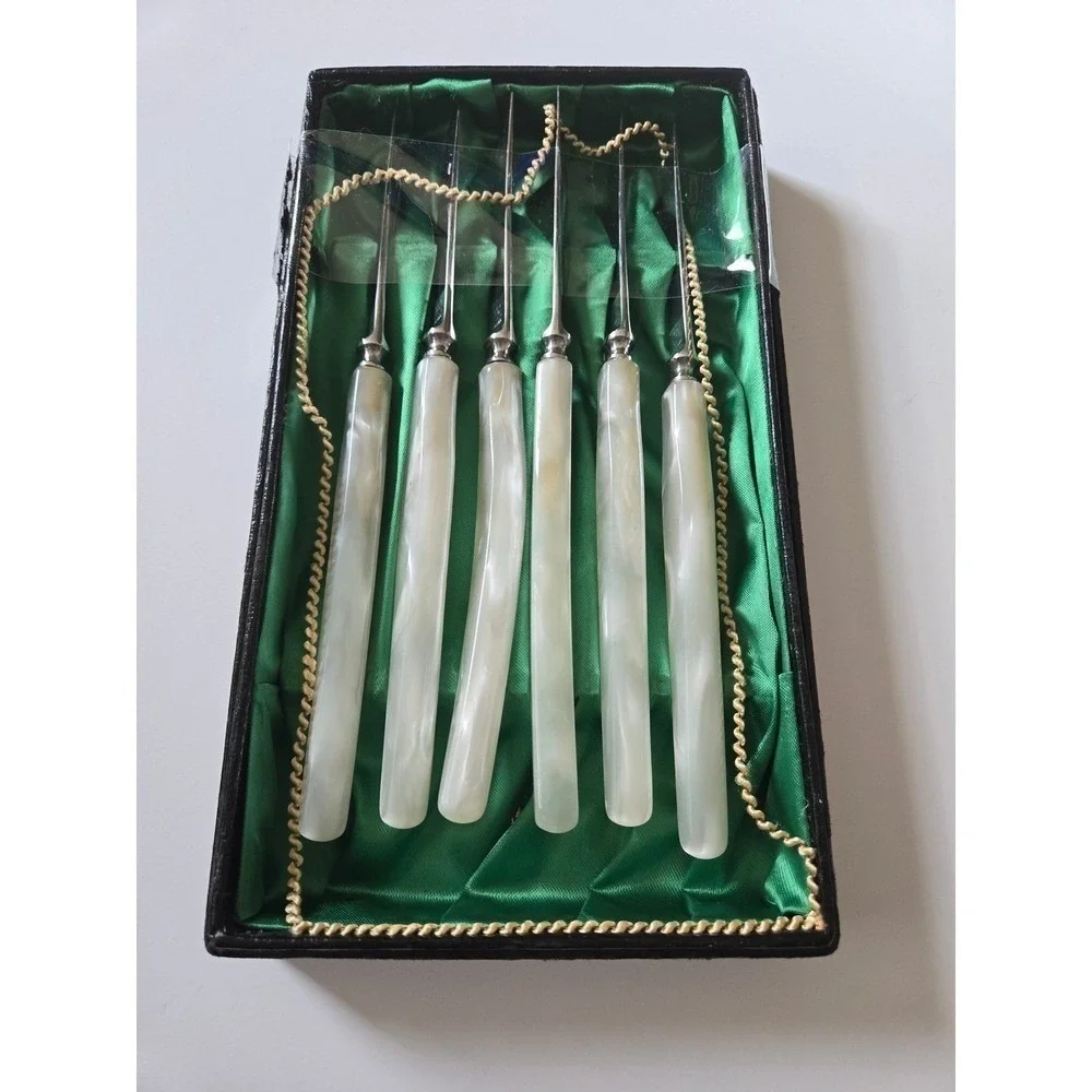 Vintage MCM Cocktail Knifes Faux Pearl‎ Handles Solingen Germany